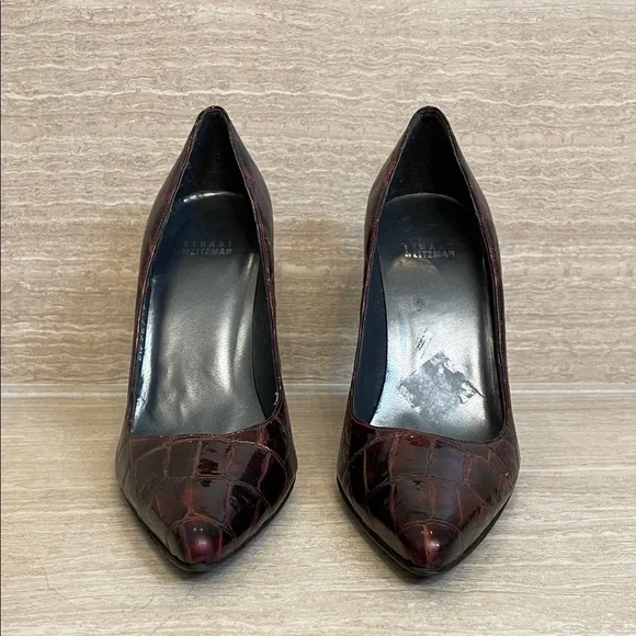 Stuart Weitzman UGC size 9 Dark Red Croc-Patterned Heels stiletto vintage - Picture 4 of 14